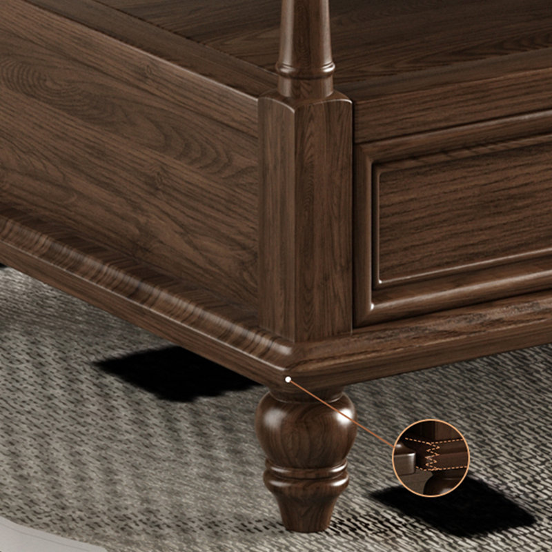 Table basse vintage en bois massif de style européen, Brun