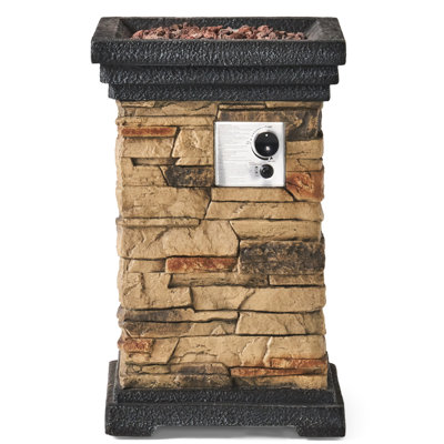 40000 Fireplace Column - 18.98'' Width, Elegant Stone Look 29 Inches Tall Fire , Magnesium Oxide,