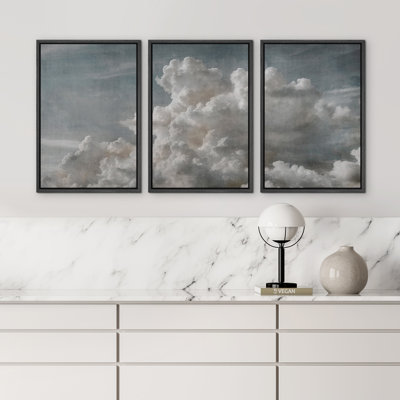 Ensemble de 3 décorations murales gris et gris pour le ciel, décor classique minimaliste relaxant et calme