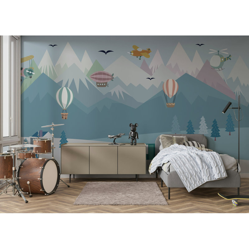 Geometric Wall Mural, 106" L x 187" W