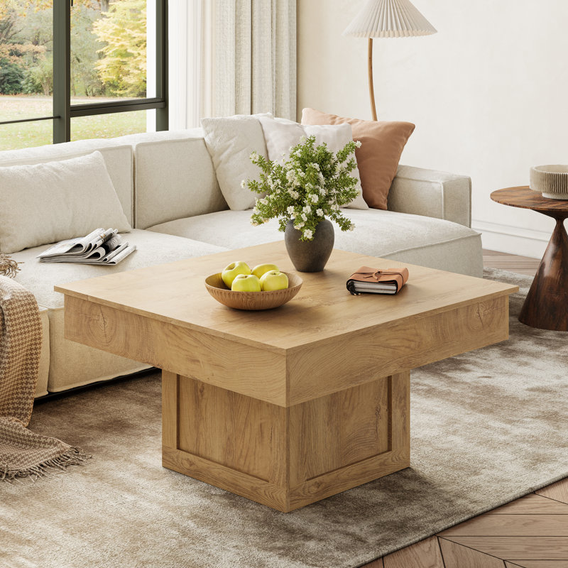 Table basse en bois manufacturé à DEL 30,5 po Gardal, Brun pâle, Brun pâle