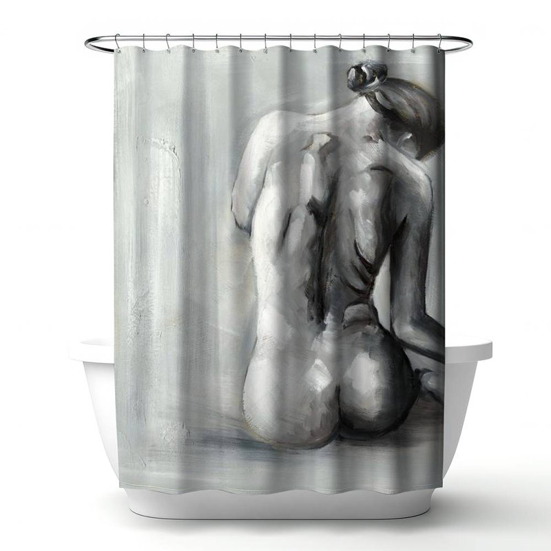 Shower Curtain FI1 – Polyester Shower Curtain, Dye Sublimation Print, 71" W × 74" L