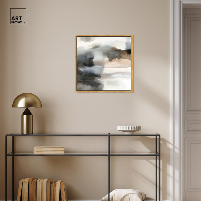 Toile «Tonal Mirage II» par Art Remedy, Cadre flottant doré, H 21 po x l 21 po x P 1,8 po