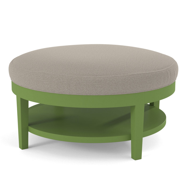 Midtown Upholstered Ottoman, Beige Performance Fabric; 0851-73, Honey Finish