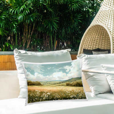 Coussin d'extérieur imprimé Scenic Daisy Valley, design Creative Studio