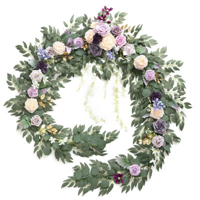 Guirlande de fleurs de table Ling's Moment de 2,74 m (9 pi) en lilas et or