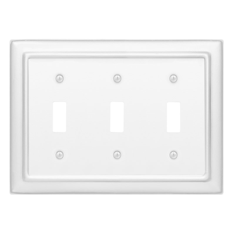 Architectural 3-Gang Toggle Light Switch Wall Plate (Set of 2), Classic White, 2
