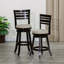 Tabouret pivotant à dossier à lattes de 24 po de hauteur comptoir, finition espresso, siège en tissu beige-111680718-111680721