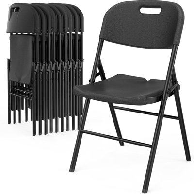 Heavy Duty Foldable Chair Portable Plastic Seat With Steel Frame 10 Pack