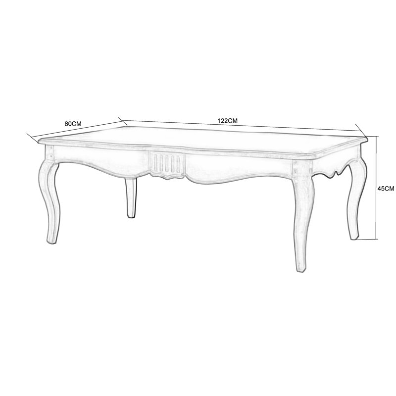 Solid Wood Four Leg Coffee Table, Ivory