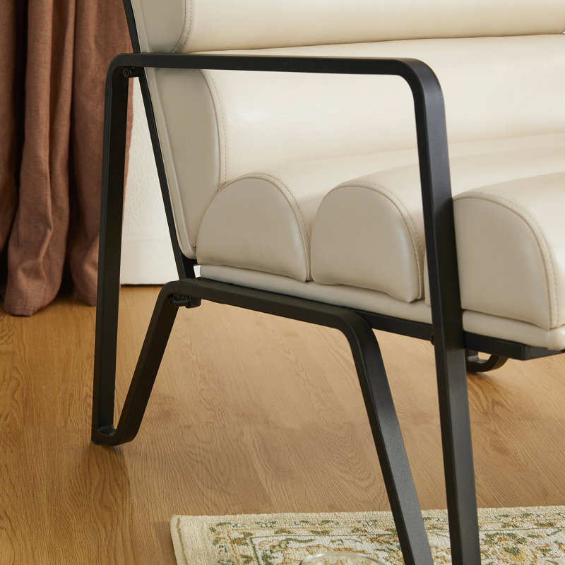 Fauteuil Cacey, Similicuir beige