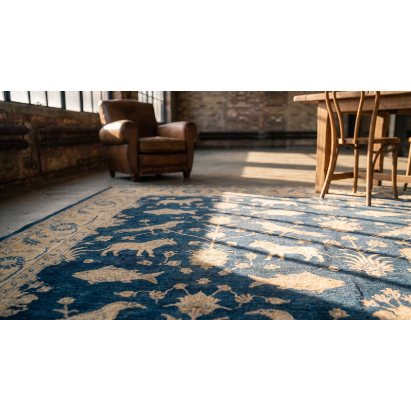Antique Large Lahore Indian Knotted Rug