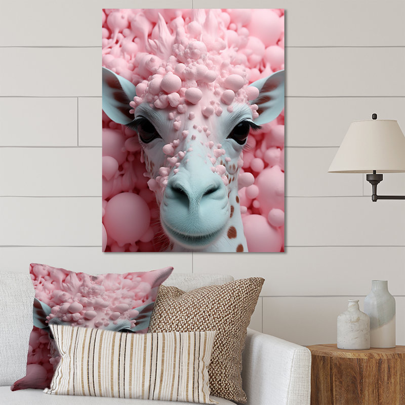 Rose pop art, bulles de girafe - Art mural en métal pour salle de bain, H 32 po x l 24 po x P 1 po