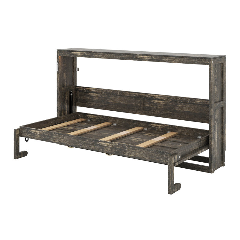 Lit escamotable simple avec DEL, Brun