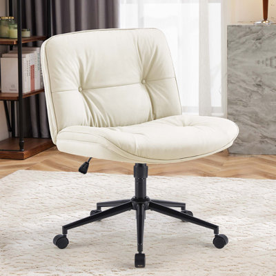 Fauteuil à pieds croisés Criss, siège de bureau sans accoudoirs, roues larges et siège pivotant réglable en hauteur