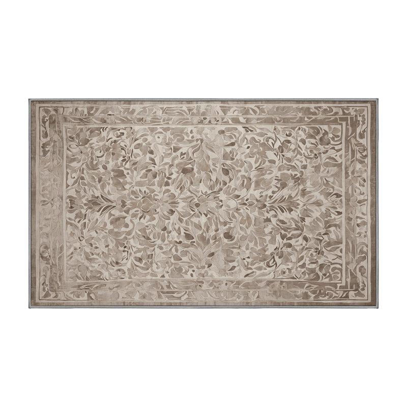 Tapis gris lavable à la machine, Rectangle 4 pi x 6 pi