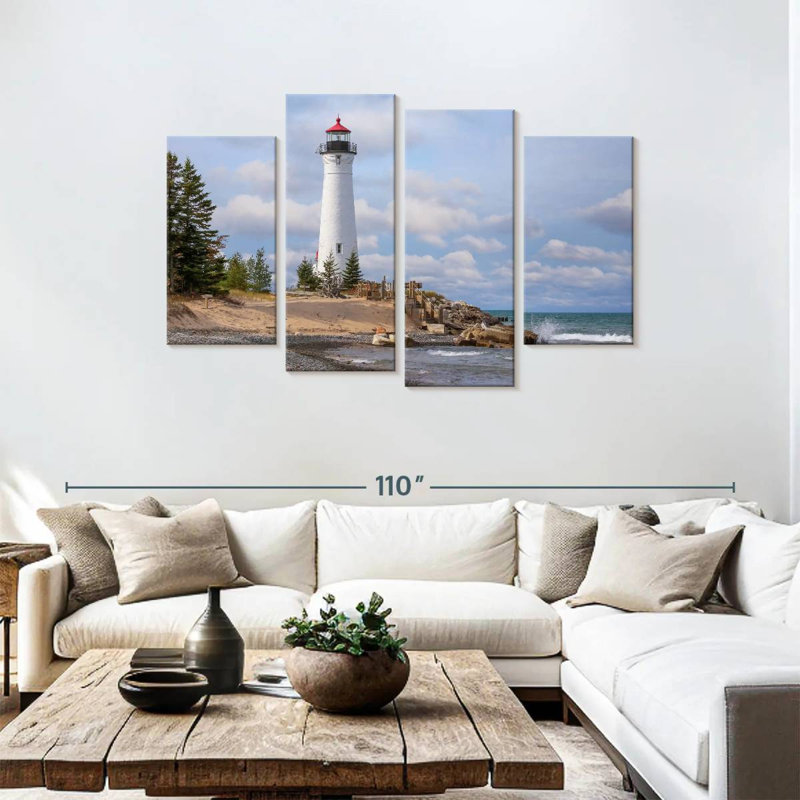 Scenic crisp point lighthouse Aletra, H 48 po x l 75 po