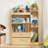 Bibliothèque à niveaux multiples avec rangement en bois massif