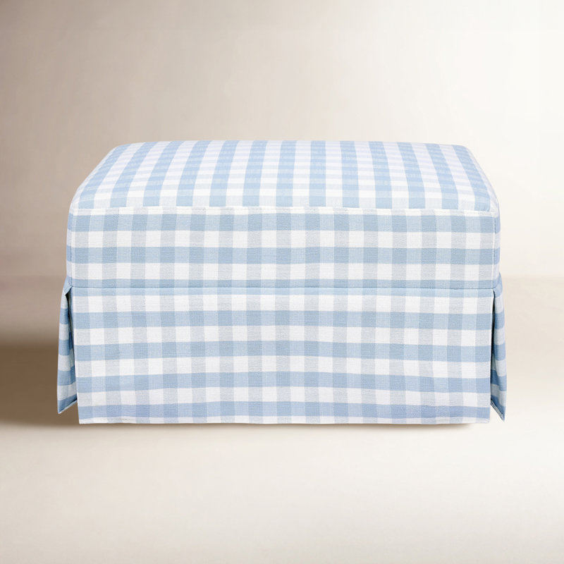 Crawford Ottoman, Blue Gingham
