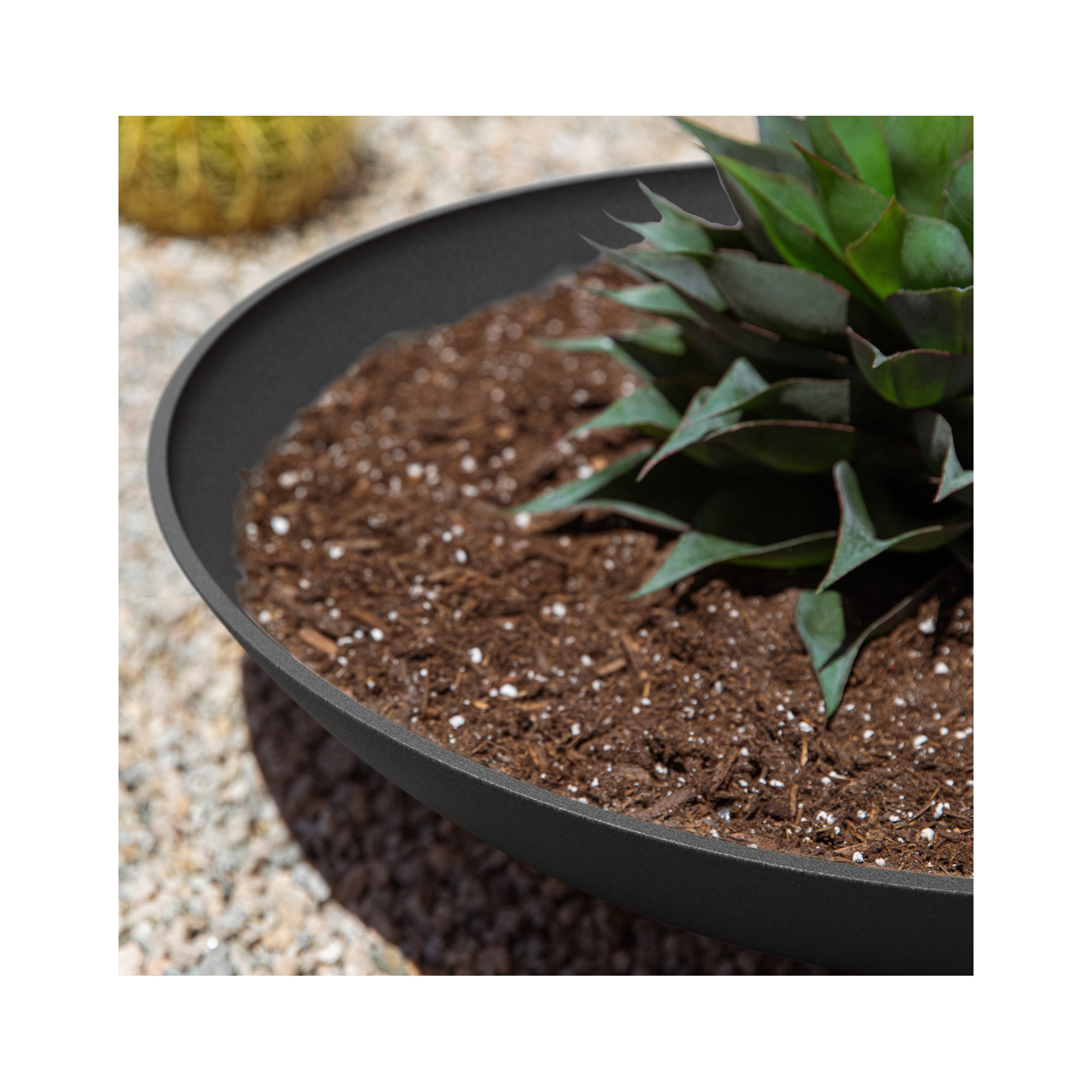 Pure Series Lane Bowl Planter, Black, Set of 2, 6" H x 24" W x 24" D