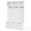 Arbre d'entrée 5 en 1 avec banc, rangement pour chaussures et armoires ouvertes, portes cannelées ultrabrillantes pour une organisation élégante du vestibule