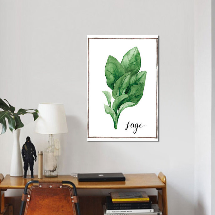 « aquarelle herbes vi », impression sur toile, H 18 po x l 12 po x P 1,5 po, Toile tendue, Pas de tapis