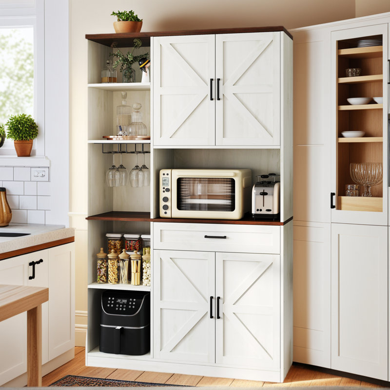 Garde-manger multifonctionnel 71 po avec station de charge et éclairage RVB, buffet de rangement