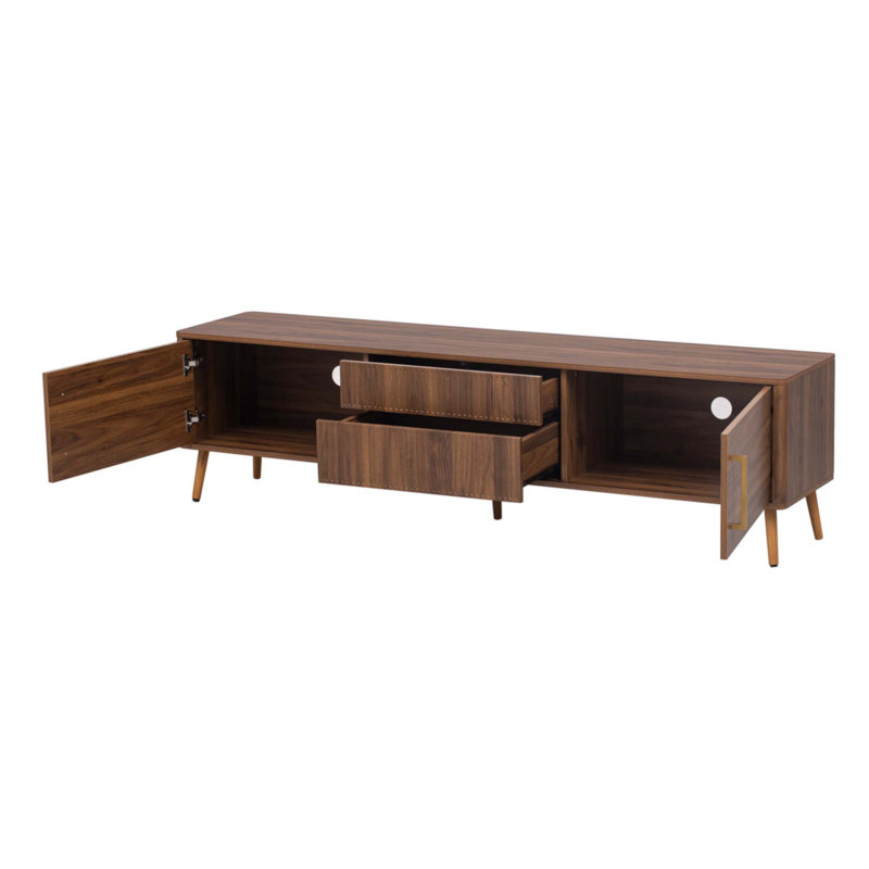 Mid Century TV Stand With 2 Drawers, 18.9"H x 70.8"L x 15.7"W