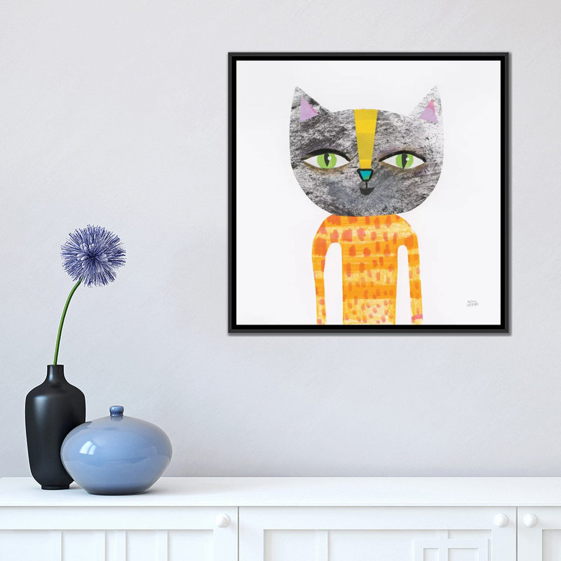 «Cool Cats I», art sur toile, H 18 po x l 18 po x P 1,5 po, Toile avec cadre noir, Pas de tapis