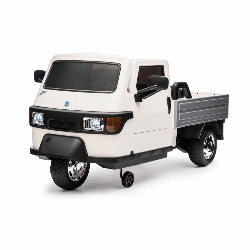 Camion de cargaison 3 roues 12V avec enfants, télécommande, musique, lumières et USB, Rouge