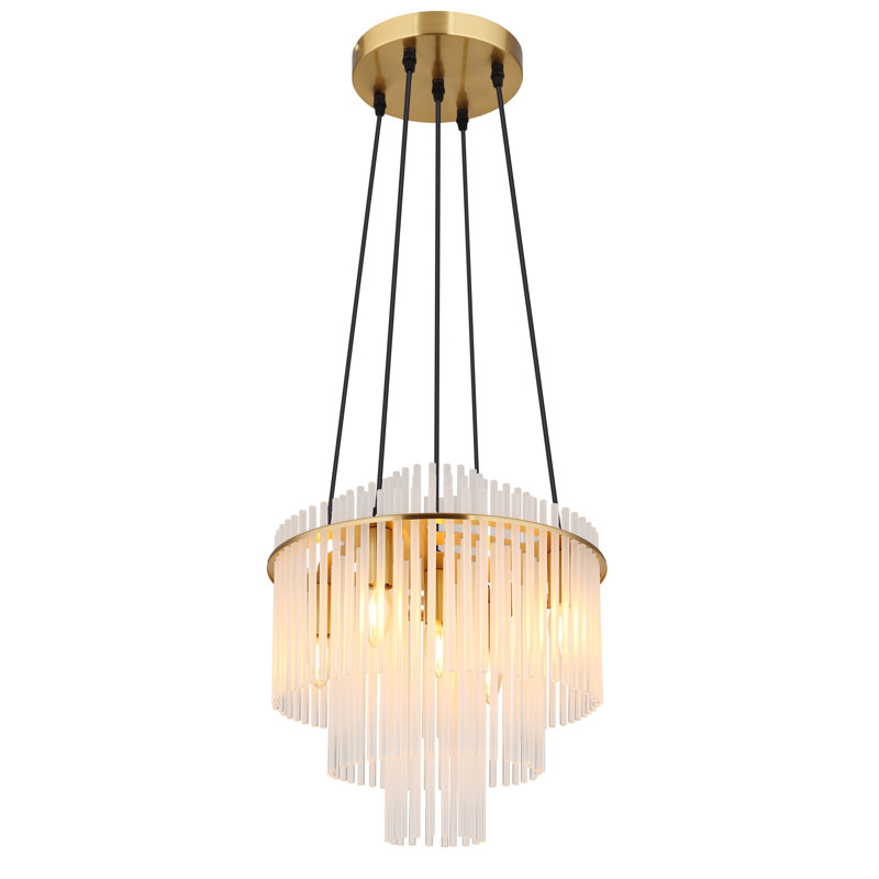 Decole 5 - Light Pendant, 70cm H x 40 cm W, Clear, Gold colours