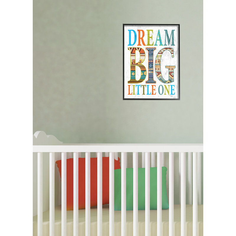 Emery «Dream Big Little One Boho», art textuel, H 20 po x l 16 po, Giclée encadrée noir minuit
