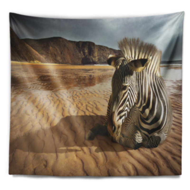 Tapisserie de zèbre de plage Animal, H 32 po x l 39 po