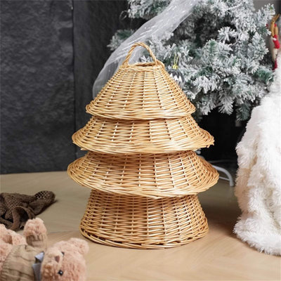 Panier de rangement en rotin tissé à la main avec couvercle grand panier de rangement en osier naturel Panier à linge en forme de bébé pour chambre de bébé