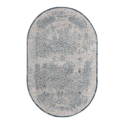Tapis bleu abstrait Alissa