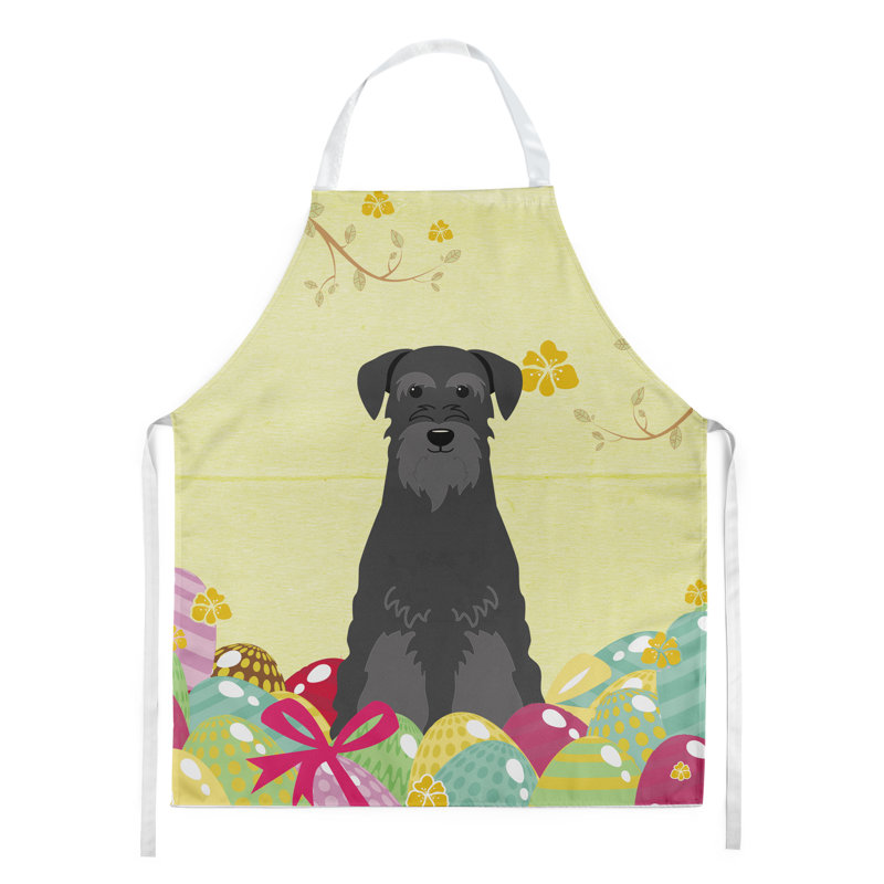 Tablier œufs de pâques, Jaune / noir, Schnauzer debout