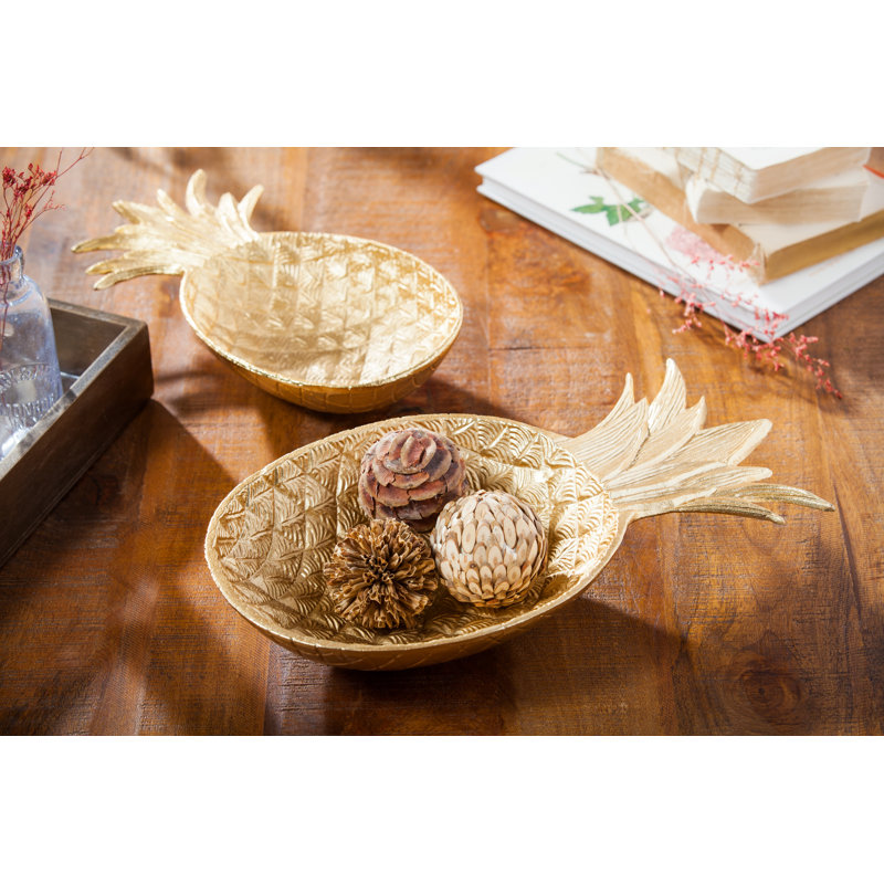 Bol décoratif en aluminium moulé pin pomme 2 pièces Schaefer
