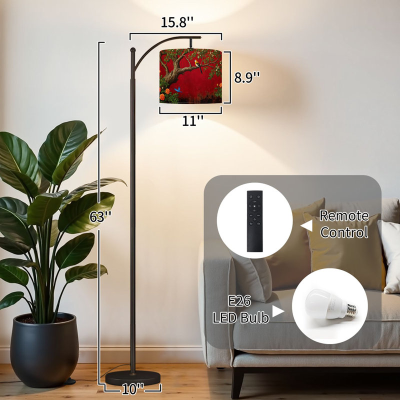 Lampe sur pied avec abat-jour ajustable Chinoiserie