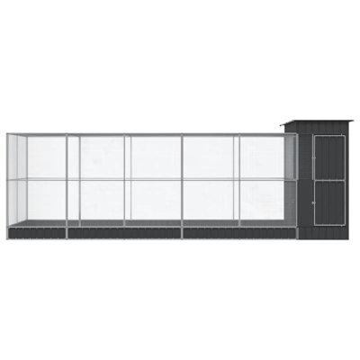 Aviary With Extension Silver 163.8"X79.9"X85" Steel
