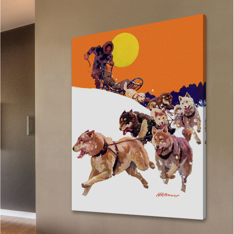 «Eskimo and Dog Sled», impression sur toile tendue, H 31 po x l 24 po x P 1,5 po