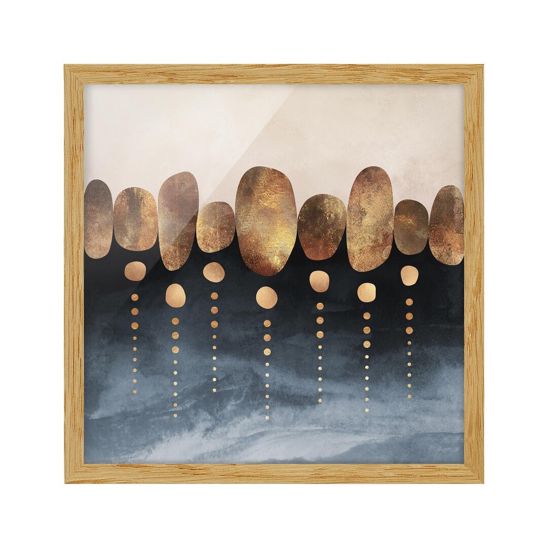 Gerahmtes Poster Abstract Golden Stones