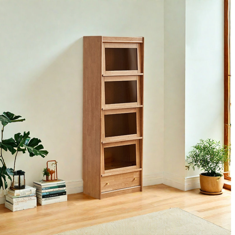 Bibliothèque simple du sol au plafond, (5 tablettes) H 69,29 po x l 31,5 po x P 13,78 po, Brun
