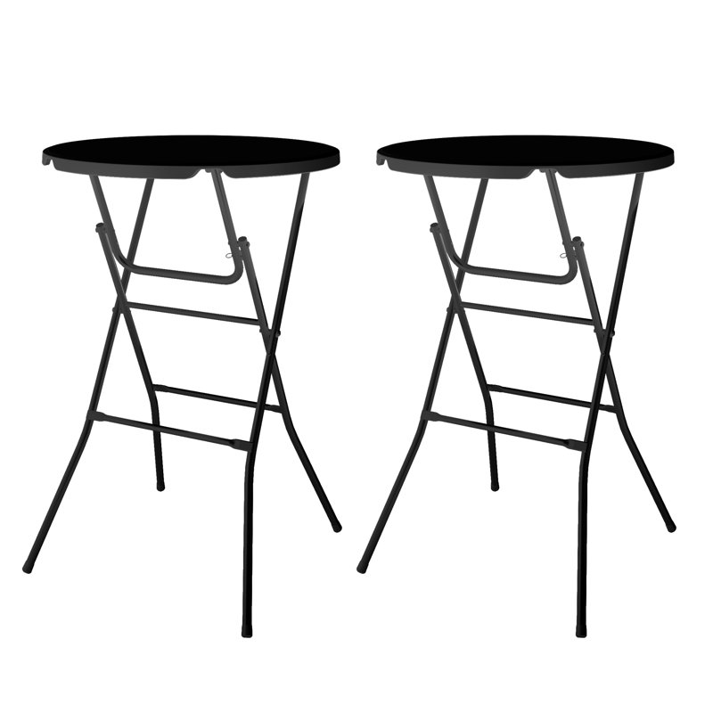Table de banquet pliante ronde en plastique 31,5 po, portable pour les fêtes et les événements en plein air, Noir
