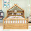 Lit maison en bois avec tablettes de tête de lit-359401693-359401683