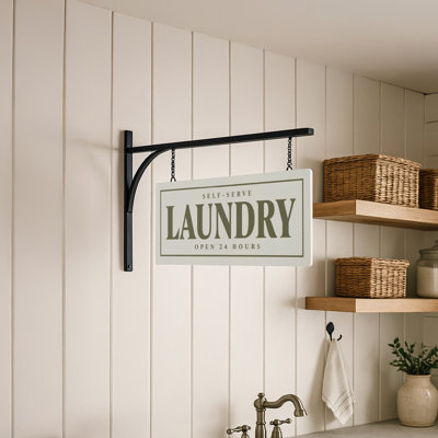 American Art Decor Double-Sided Self-Serve Laundry Metal Sign - Rustic Wall Decor