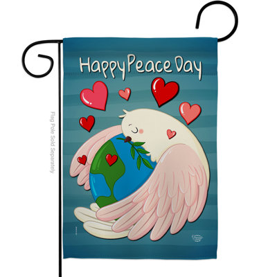 Drapeau de jardin en polyester 19 po x 13 po Happy Peace Day