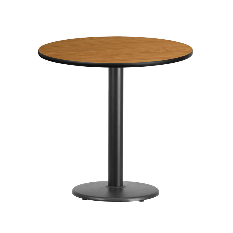 Plateau de table rond en stratifié de 24 po avec base de bar ronde de 18 po Jamey, Hauteur standard (31,13 po de hauteur)