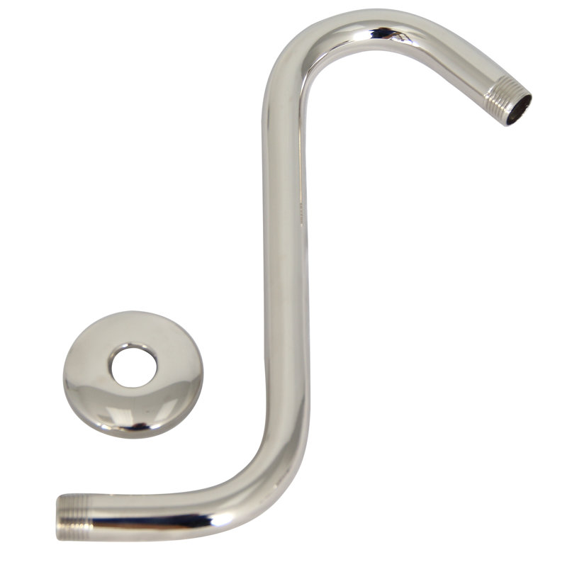 Offset Heavy Duty Shower Arm with Flange, Polished Nickel