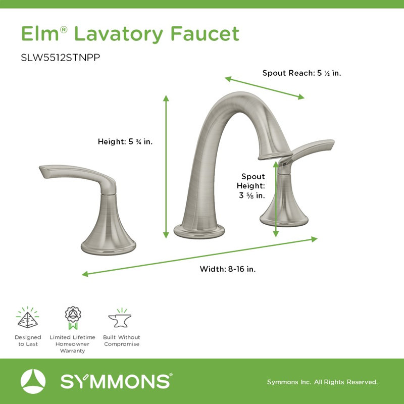 Elm Widespread Faucet with Push Pop Drain, Satin Nickel