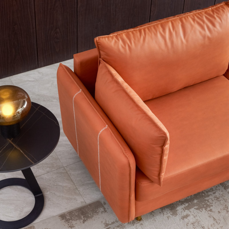 Solt Upholstered Sectional Symmetrical, 36" H x 93" W x 93" D, Orange Technical Leather